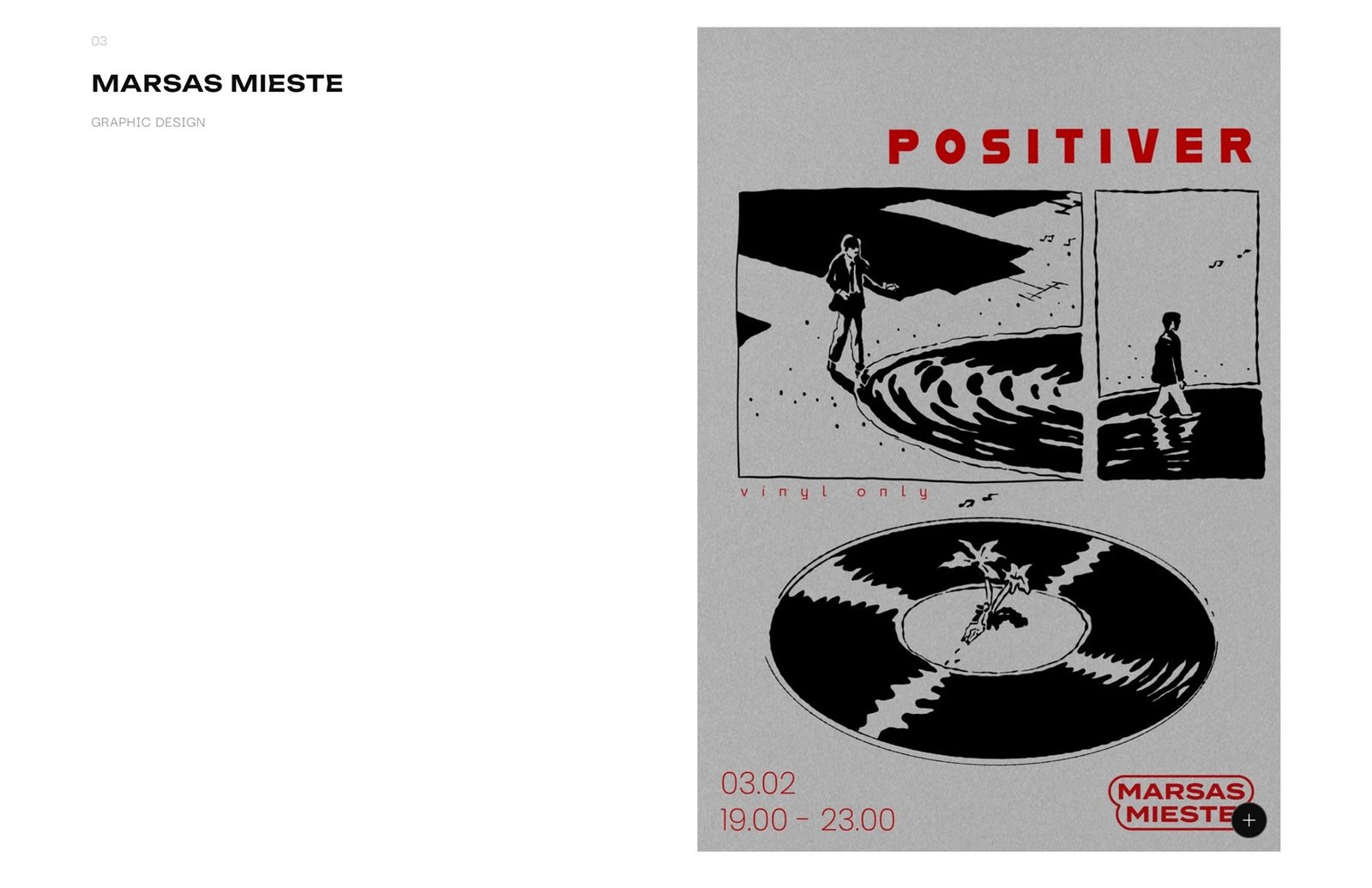 Sąrašo įrašas 03 „Marsas mieste“ su posteriu ir pliuso mygtuku