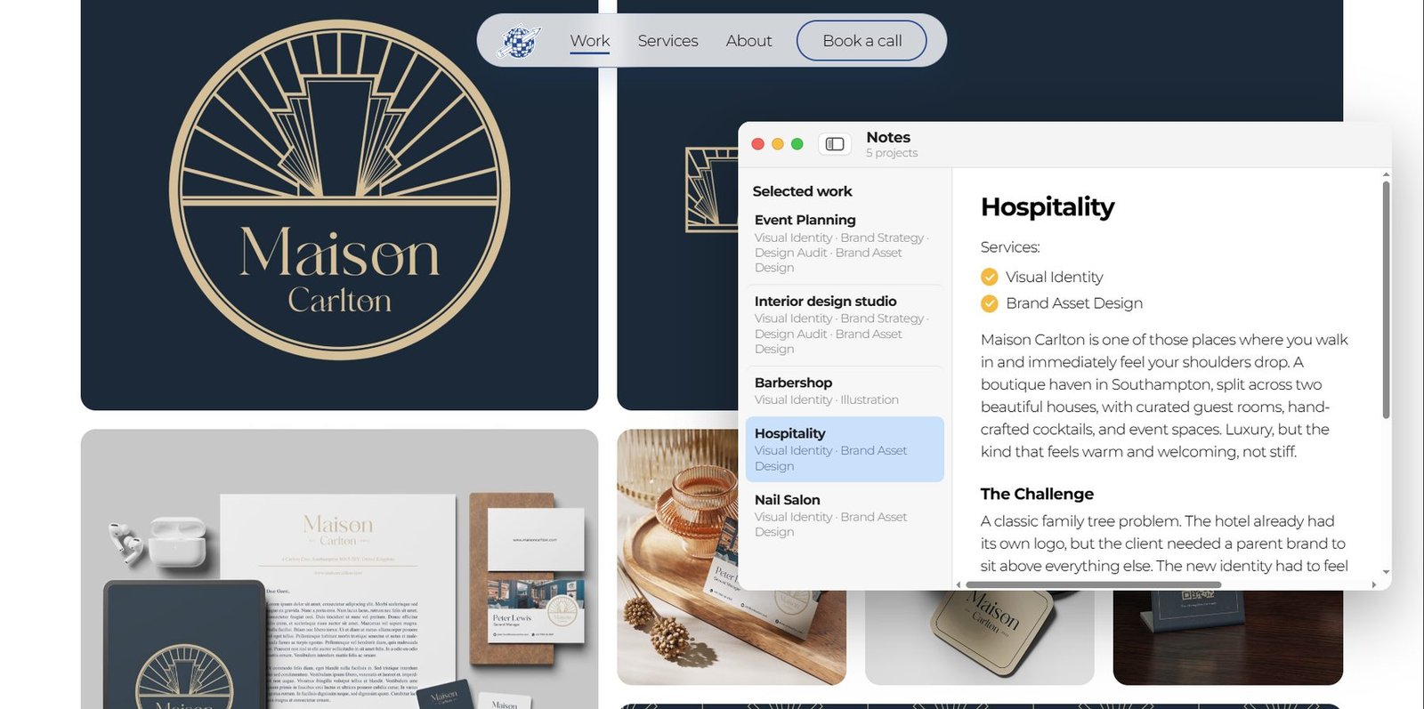 Navigation between projects, inspired by macOS Notes